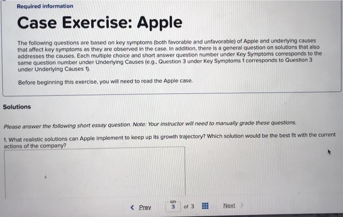 Required information Case Exercise: Apple The