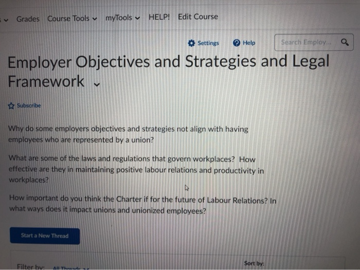 labour relations v Grades Course Tools myTools