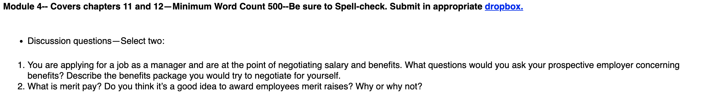 Module 4-- Covers chapters 11 and 12-Minimum Word