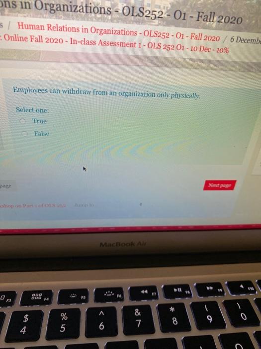 ons in Organizations - OLS252 - 01 - Fall 2020 5