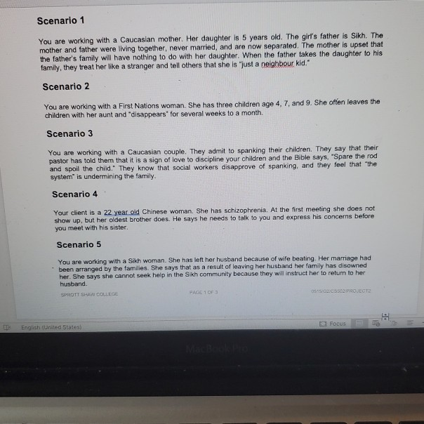 SPROTT SHAW COLLEGE INSTRUCTIONS CS502-FAMILIES