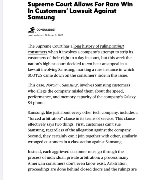 2) Read the article about Samsung and its