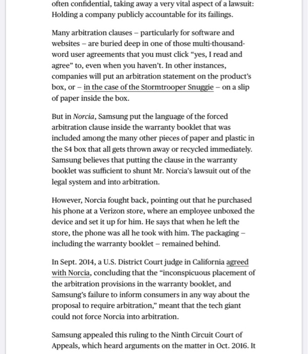 2) Read the article about Samsung and its