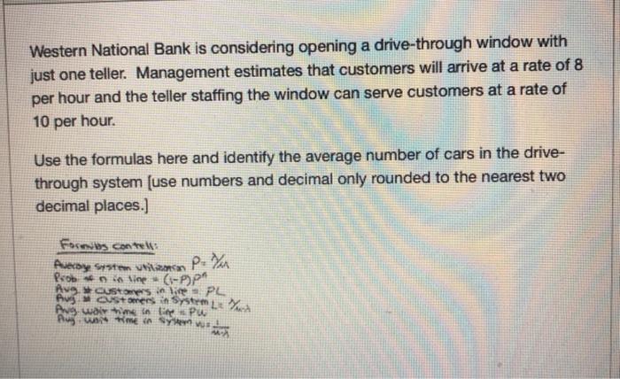 Western National Bank is considering opening a