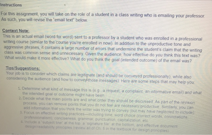 Instructions For this assignment, you will take