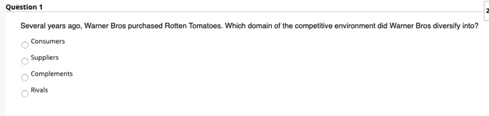Question 1 Several years ago, Warner Bros