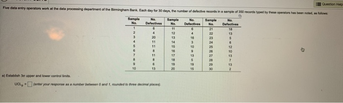 Question Five data entry operators work at the