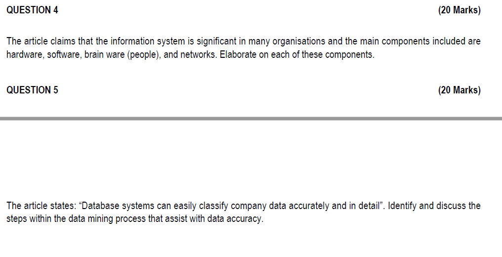 QUESTION 4 (20 Marks) The article claims that the