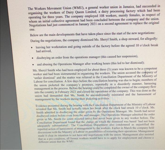 The Workers Movement Union (WMU), a general