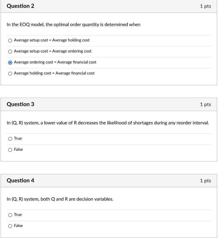 In the EOQ model, the optimal order quantity is