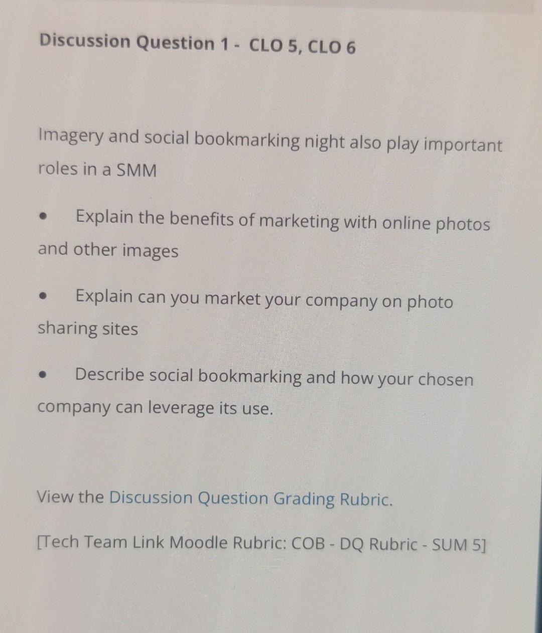 DQ 5 DQ 1 Discussion Question 1 - CLO 5, CLO 6
