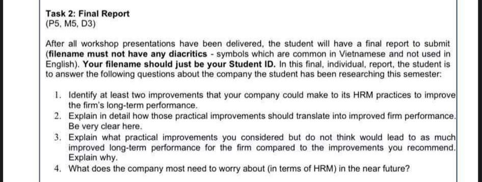 Write a report 1000 - 1500 words The chosen