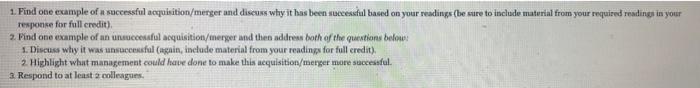 MERGE AND ACQUISITIONS 1. Find one example of a
