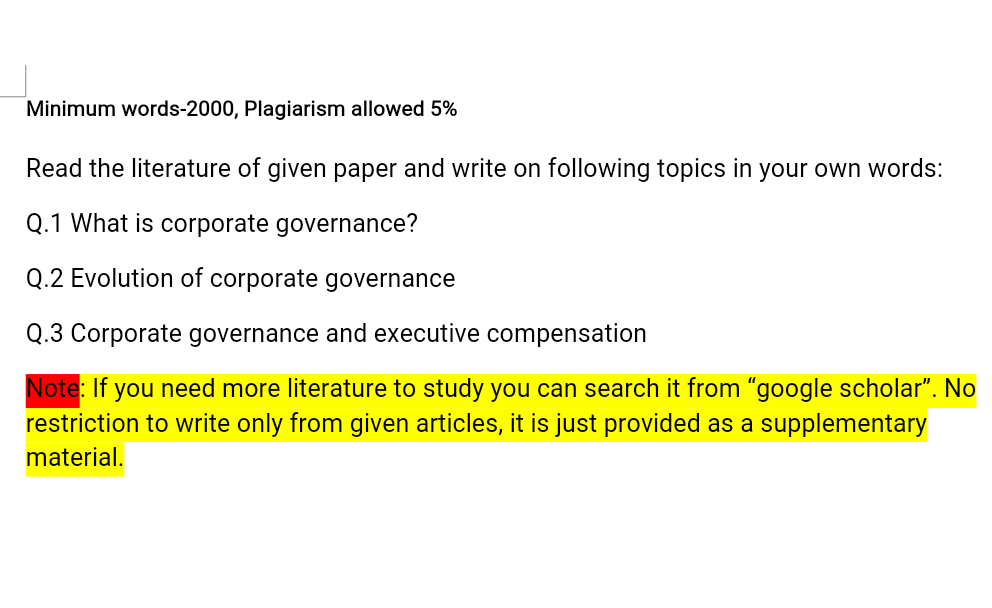 Minimum words-2000, Plagiarism allowed 5% Read