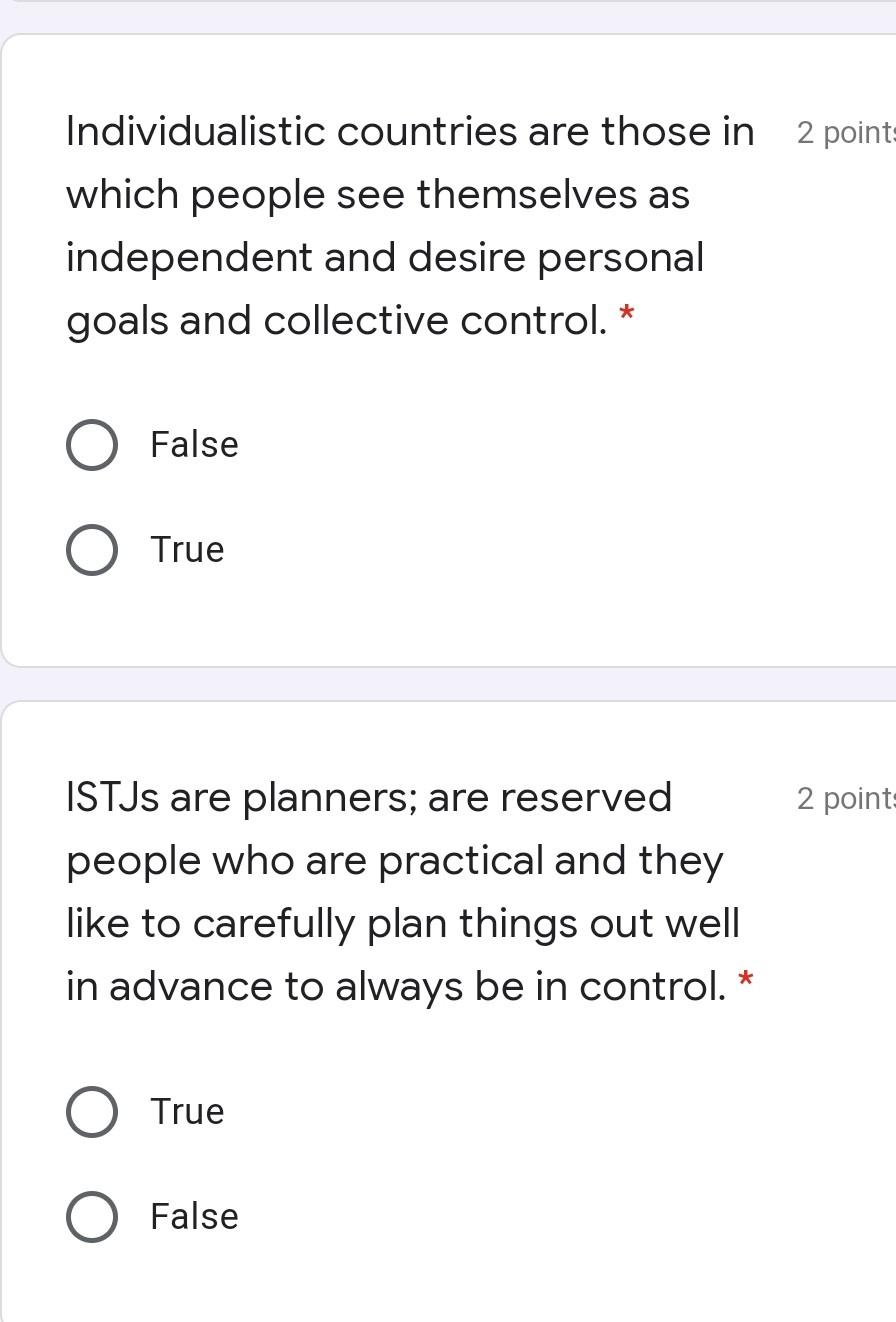 1 point The same person's behavior remains