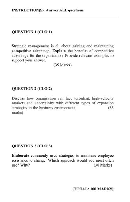 INSTRUCTION(S): Answer ALL questions. QUESTION 1