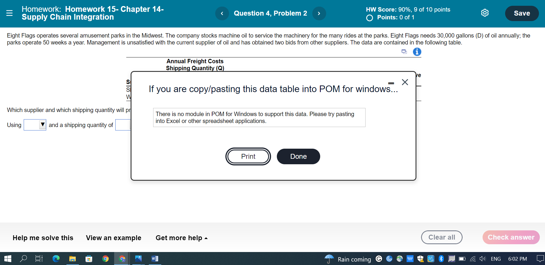 Homework: Homework 15- Chapter 14- Supply Chain