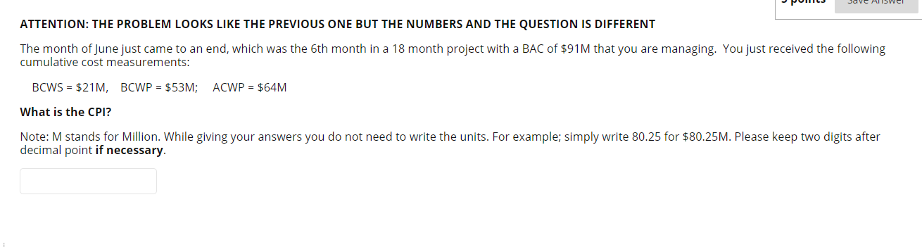 Save ANSWE ATTENTION: THE PROBLEM LOOKS LIKE THE