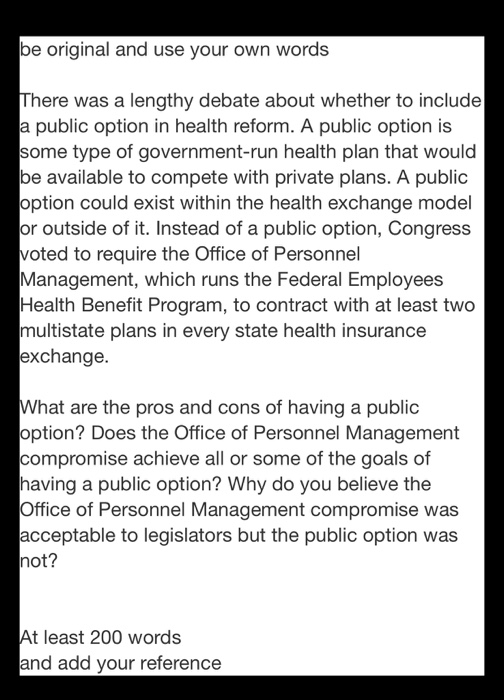 be original and use your own words There was a