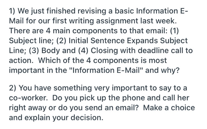 1) We just finished revising a basic Information
