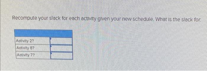 EX8-4 (Static) Given the network plan that...