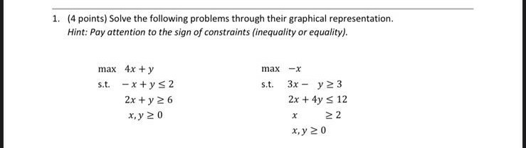 1. (4 points) Solve the following problems
