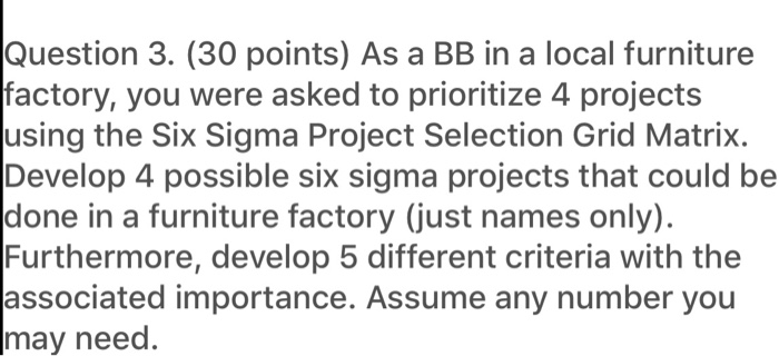 Question 3. (30 points) As a BB in a local