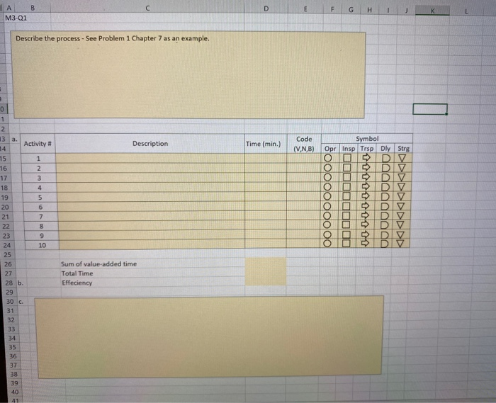 please provide example in excel format and any