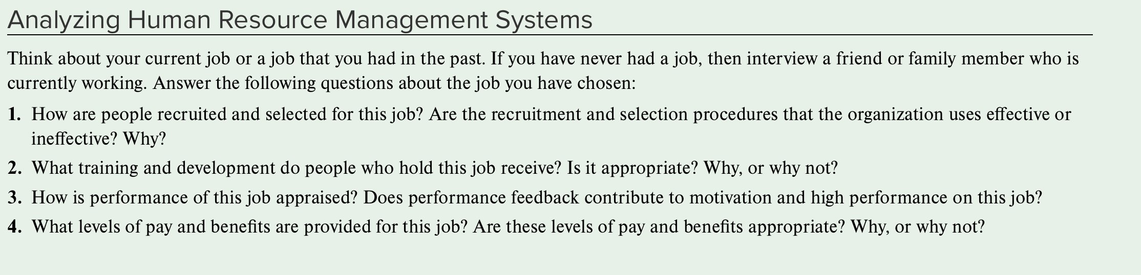 Analyzing Human Resource Management Systems Think
