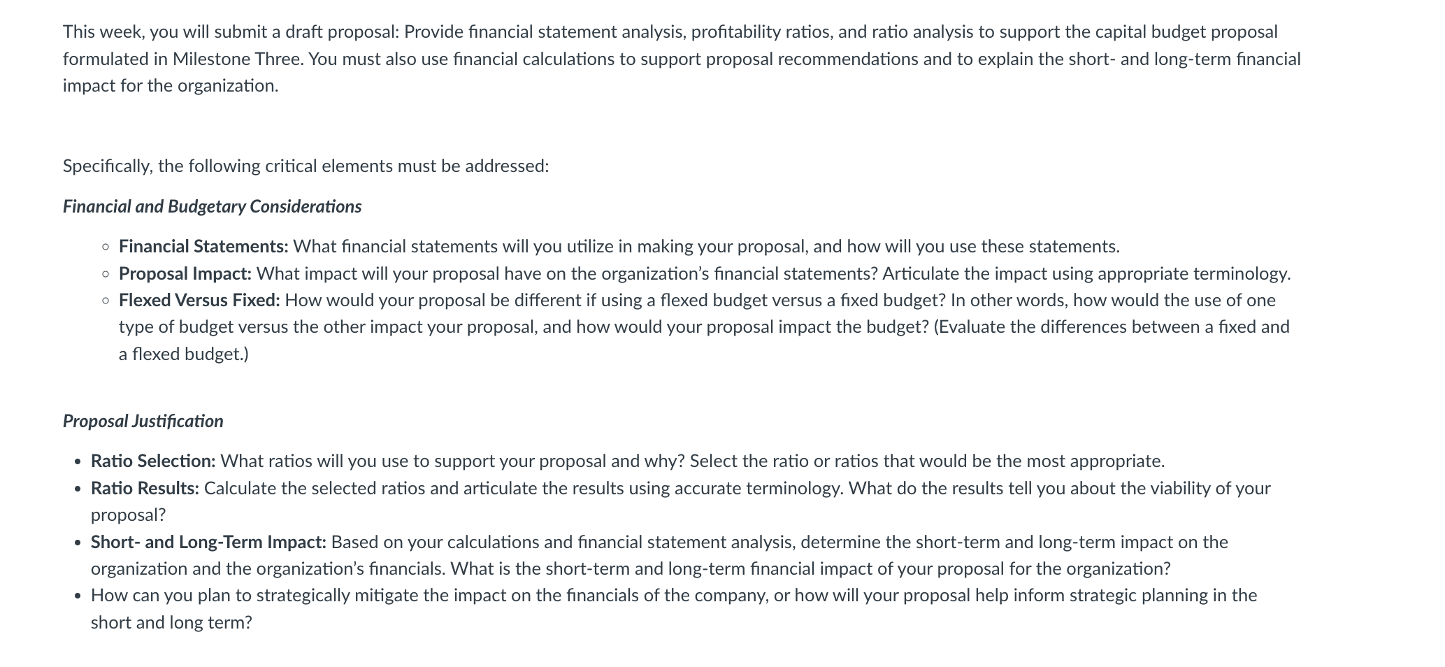 This week, you will submit a draft proposal: