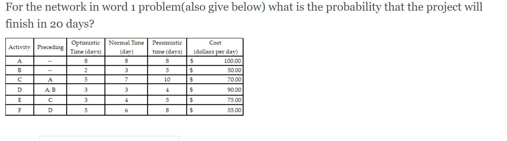 For the network in word 1 problem(also give