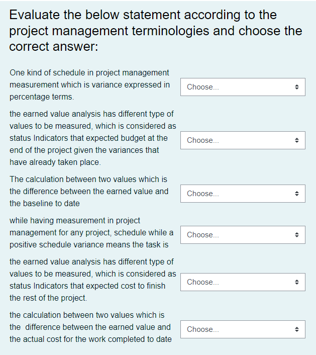 As with the other EVM analyses, schedule variance