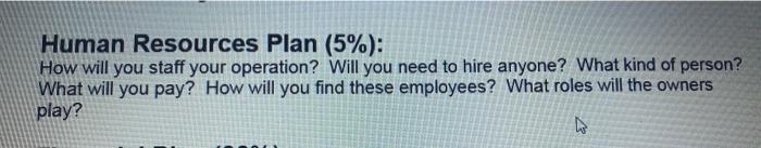 I need business objective and human resource plan