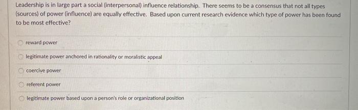 Leadership is in large part a social