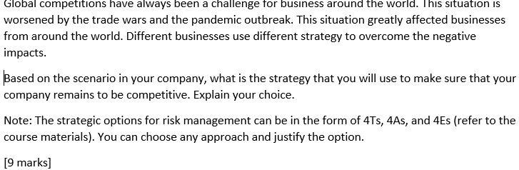 Global competitions have always been a challenge