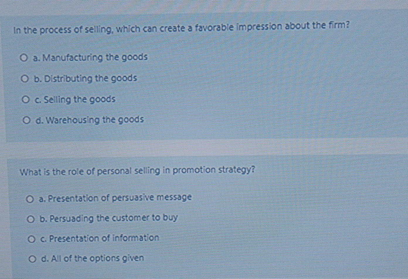 In the process of selling, which can create a