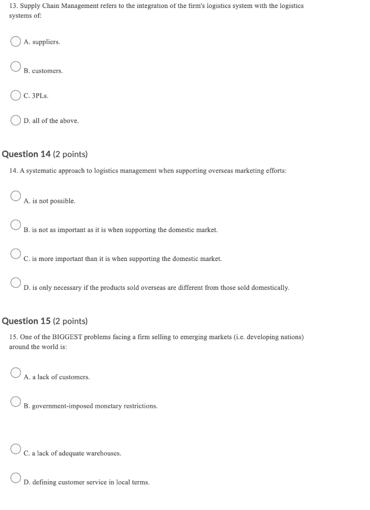 13. Supply Chain Management refers to the