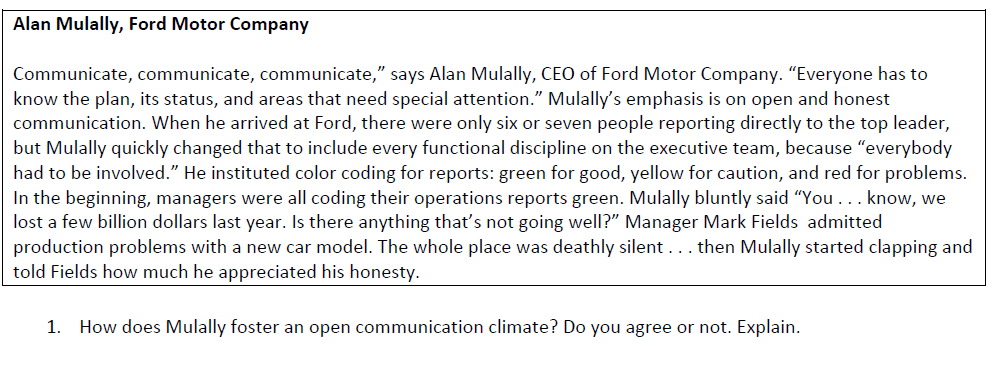 Alan Mulally, Ford Motor Company Communicate,