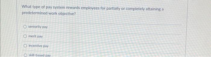 What type of pay system rewards employees for
