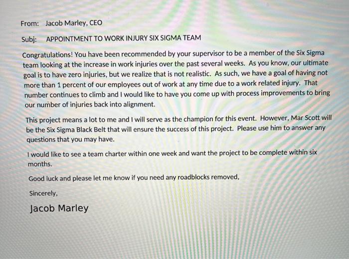 From: Jacob Marley, CEO Subj: APPOINTMENT TO WORK