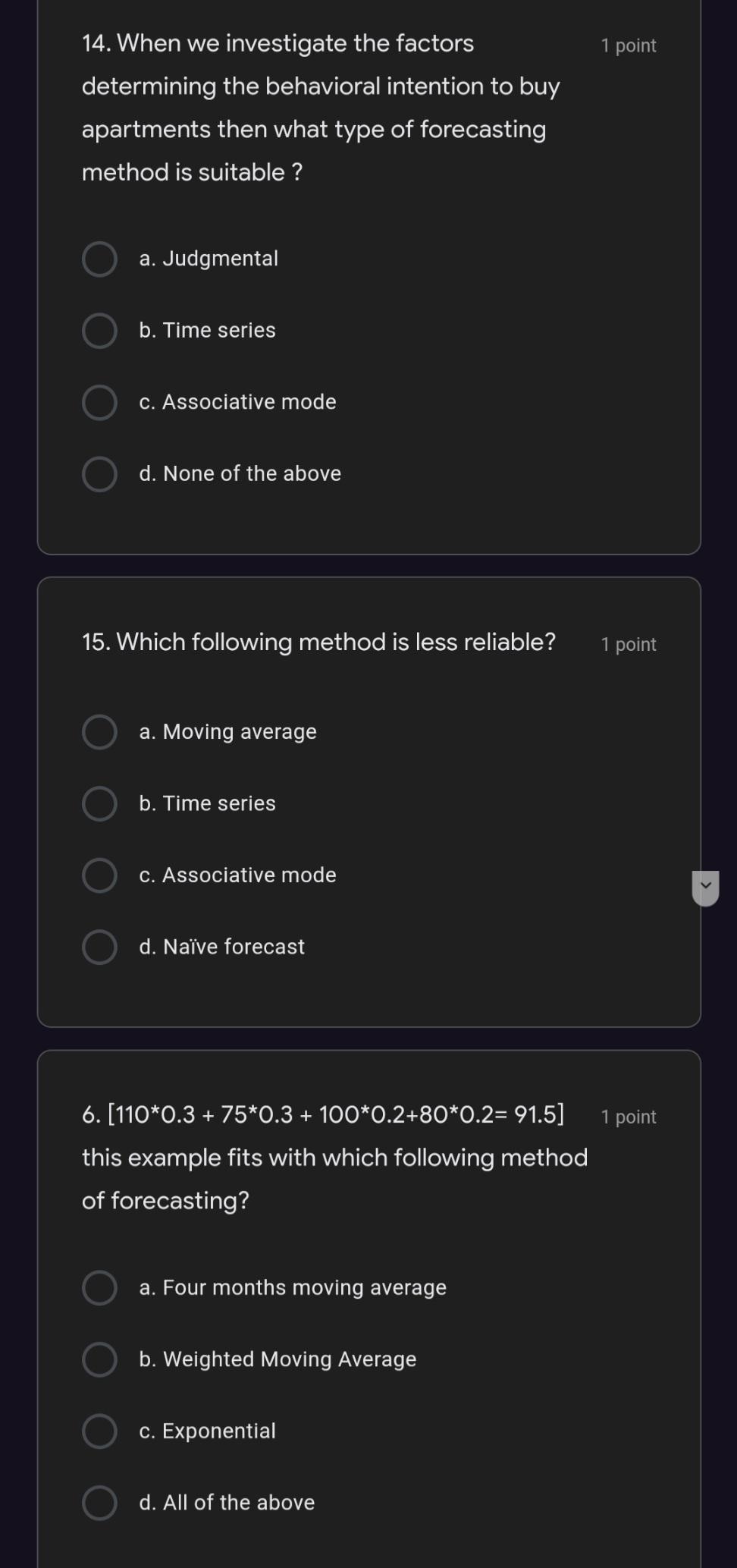 1 point 14. When we investigate the factors