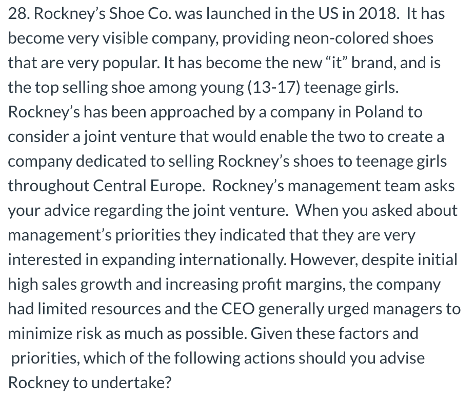 28. Rockney's Shoe Co. was launched in the US in