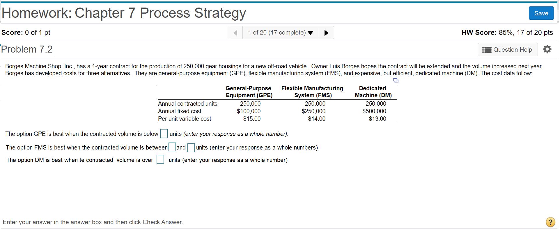 Borges Machine Shop, Inc., has a 1-year contract
