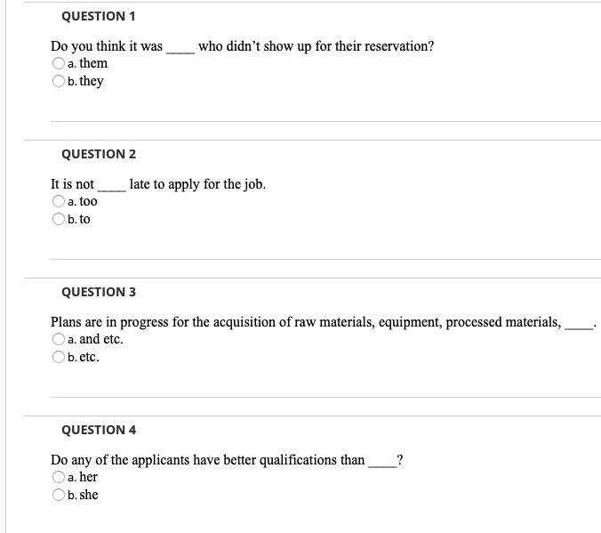 QUESTION 1 who didn't show up for their