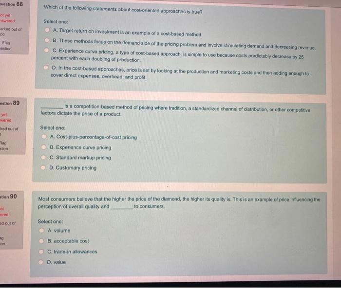 Iuestion 88 Which of the following statements