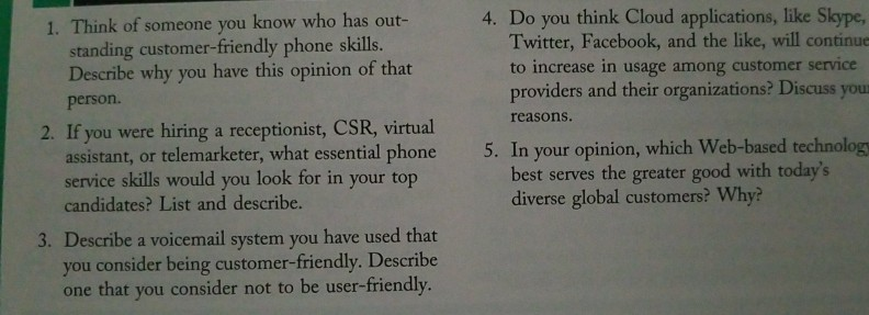 1. Think of someone you know who has out-