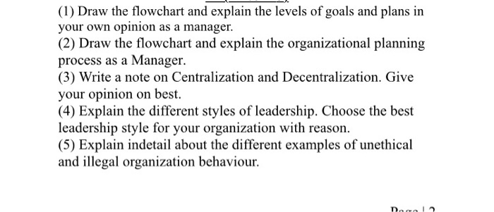 (1) Draw the flowchart and explain the levels of