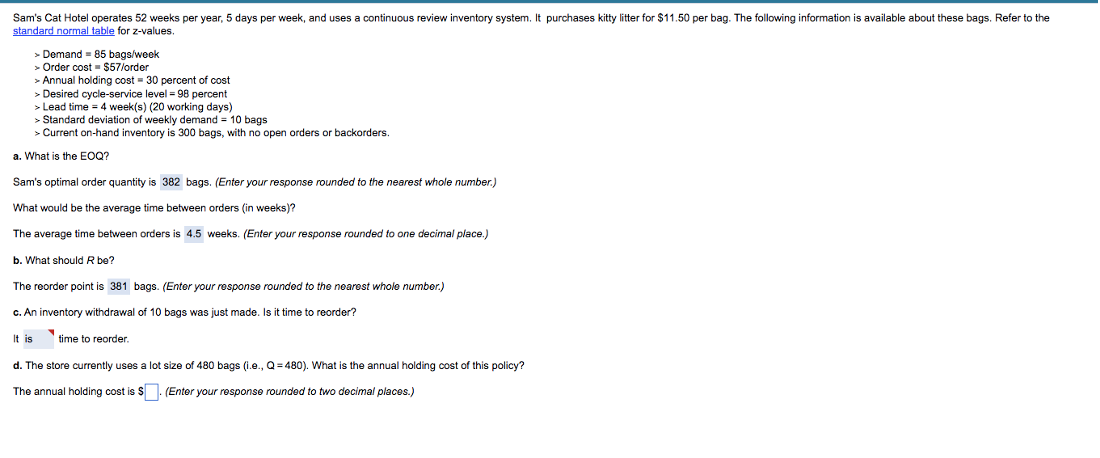 1.) The store currently uses a lot size of 480