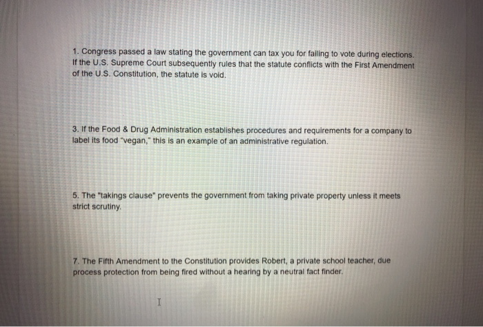 True or False and please explain why 1. Congress