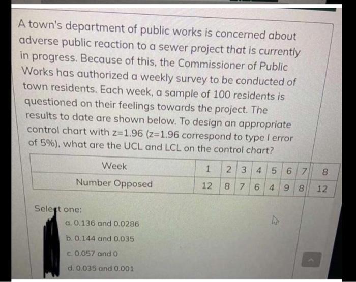 A town's department of public works is concerned